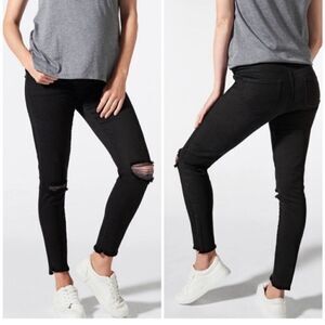 Blanqi Maternity Black High-Waisted Jeans with Distressed Knees size 6